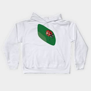 Ladybug walking on a leaf Kids Hoodie